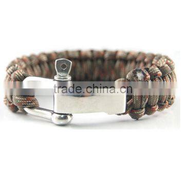 backpack tactical stainless steel 550 paracord survival bracelet with adjustable shackle for emergency kit