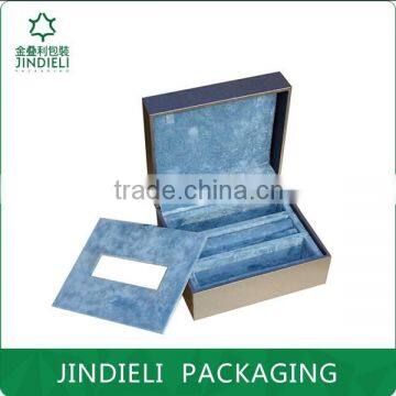 blue pu leather cosmetic box packaging