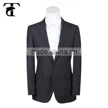 One button blue color notch lapel men slim fit business suits