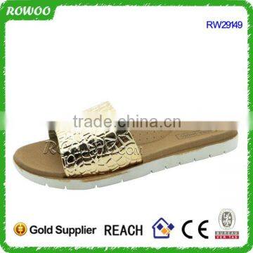 Lady Comfort Gold Patent Metallic PU Rubber slippers,Sandals and slipper,Flip flops