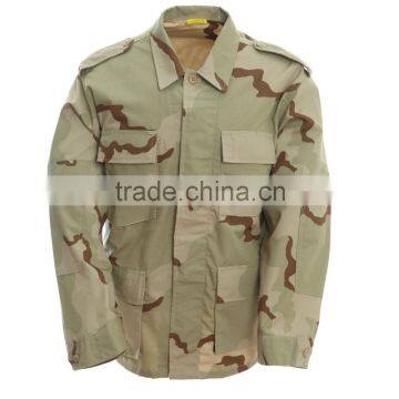 Poly/Cotton tri-colour desert camouflage bdu cheap military uniform suit