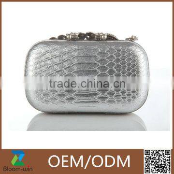 highest quality,hot selling dignity peacock silvery PU evening bag for ladies