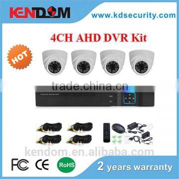 Kendom High Cost Effective 1.3MP or 2.0MP 4CH H.264 CCTV AHD DVR Kit Home Security Surveillance Camera