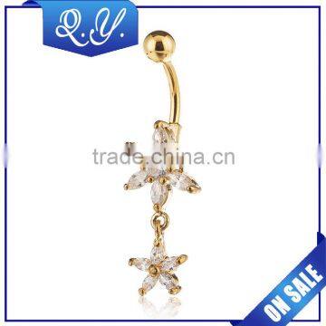 Pentagram CZ Jewelry 18K Gold Plated Belly Bars Fashion Jewelry