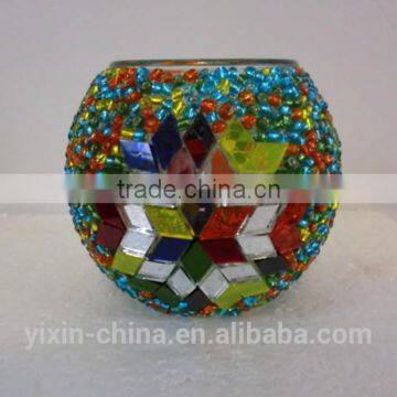 colored ball crackle mosaic votive glass tealight candle holder