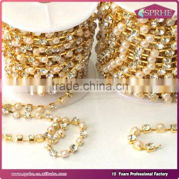 Rhinestone Brass Cup Chain