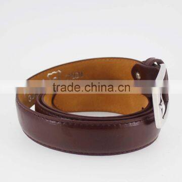 Sample Style Thin Brown pu Leather Man Belt for Jeans With Shiny Silver Metal Square Accessories in YiWu photo-3