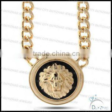 jewelry wholesal china gold plated round border lion necklace