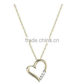 10k Yellow Gold and Diamond 3-Stone Heart Pendant 10K Gold Diamond Pendant Heart