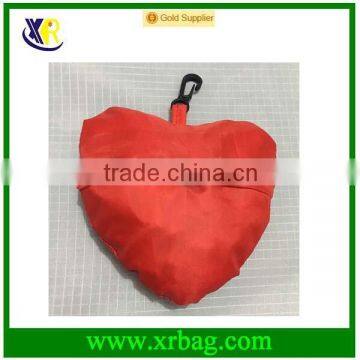 Custom Reusable Grocery Red Heart Shaped Polyester Foldable Shopping Bag photo-2
