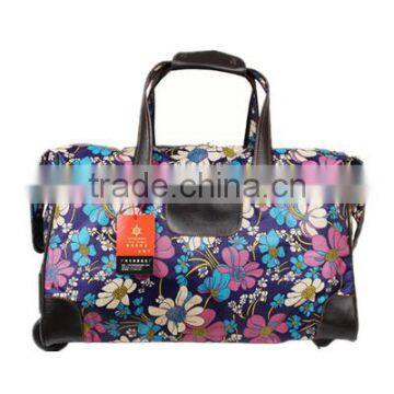 new style expandable colorful printing travel rolling duffel nice bag