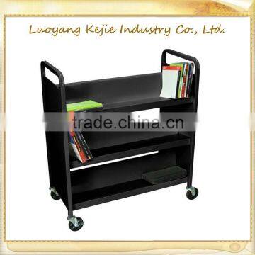 3 Tires V shape small book cart school libiary furniture/3 Sloped Mobile Book Cart