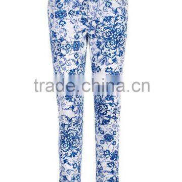 Casual style Elegant Printed long trousers women