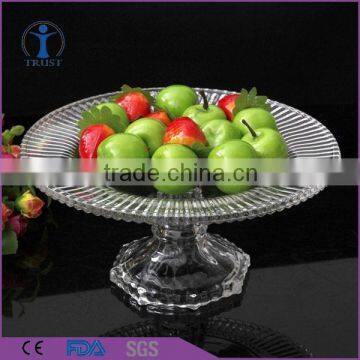 Cheap custom design machine press glass fruit plate with base