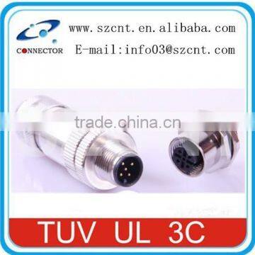 M12 5pins male cable connector shiledable screw termination with shileding ring