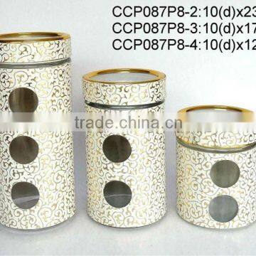 CCP087P8 4pcs round glass jar with leather coating