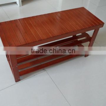 2 Tiers Wooden Shoe Bench Rack in Walnut Color finish bamboo changeing shoes rack beautiful new wooden shoe bench                        
                                                Quality Choice