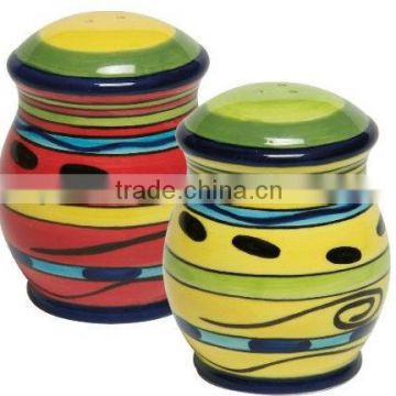 ceramic salt and pepper shaker set by handpainted