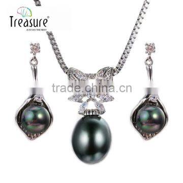 Body jewelry AAA shell beads pendant copper chain necklace and earring jewellry set for women