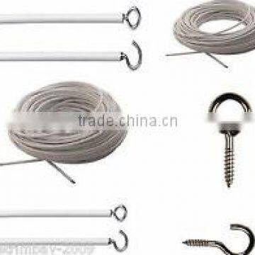 Window net curtain wire spring cord cable kit