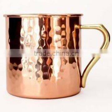 Pure Copper Hammered BeStraight Smooth Copper Beer Mugs with Riveted Handle, Copper Drinking Mugs with Rivet Handle, 16 oz strai