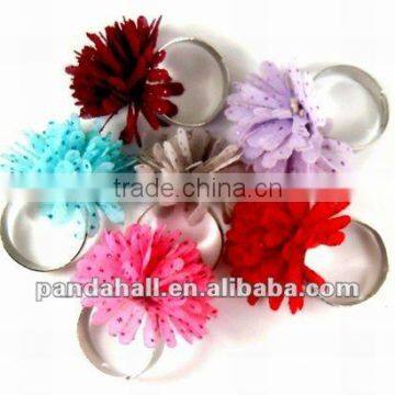 Fashion Adjusted Colorful Alloy Cotton Flower Finger Rings(RJEW-R037)