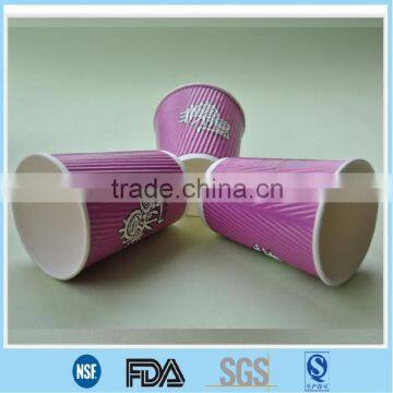 hig quality with low price ripple paper cups/12oz ripple paper cups/Striped paper double wall cups with lids
