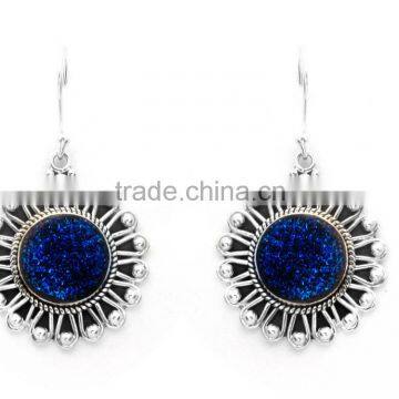 925 Sterling Silver Rare Titanium Druzy STYLISH TRENDY Dangal Earrings Jewelry