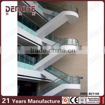 Indoor staircase glass railing design