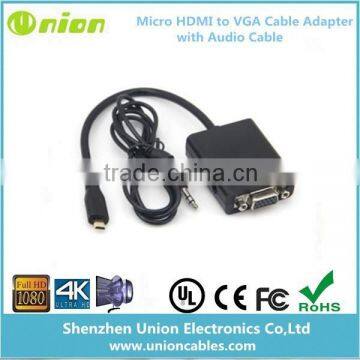 Supports 1080p Full HD Micro HDMI to VGA Converter Adapter with Audio