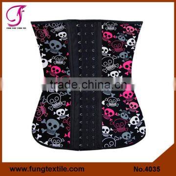 4035 NEW Arrival Skull Animal Printing Latex Waist Cincher