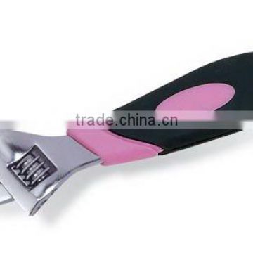 Pink with Black PVC Handle Adjustable Wrench Spanner