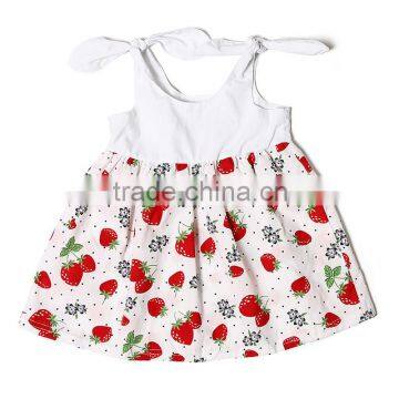 online shipping boutique newborn baby clothing one pieces infants casual soft cotton strawberry print frock