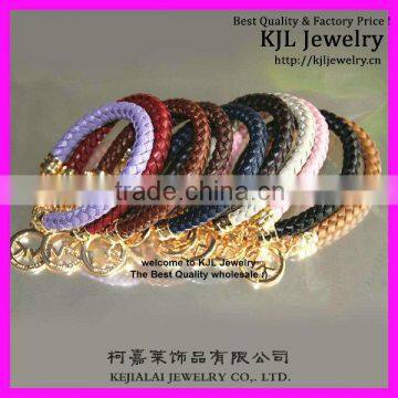 GZKJL-BL0110 Fashion Pu Leather Bracelet,fashion crystal women leather bracelet