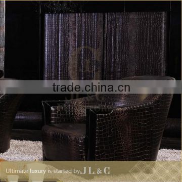 JS01 Sectional Sofa Full Grain Leather Sofa Black Crocodile Pattern in the Living Room-JL&C Luxury Home Furniture