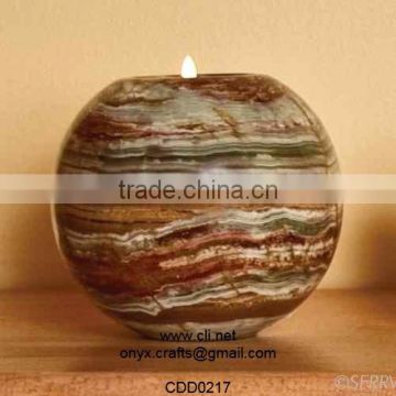 Multi Green Onyx Tea Light Candle Holder