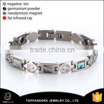 New Fashion Design Stainless Steel Magnetic Energy Cuff Bracelet for Ladies with Rhinestone Crystal