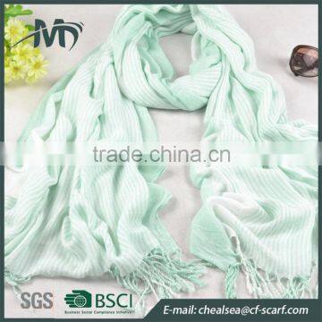 Woven Viscose Scarf Stripes Long Hijab Scarf Women Exquisite Scarf photo-2
