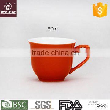 H11533 orange glazed outside 80ml oem odm bulk porcelain tea cups