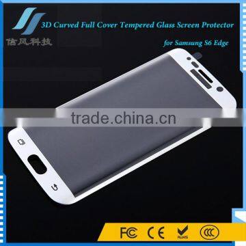 White 3D Curved Full Cover Tempered Glass Screen Protector for Samsung S6 Edge photo-4
