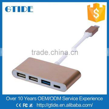 Factory Price All in 1 aluminium usb 3.1 type c hub combo,usb c male to usb A and type C female adapter For PC Laptop