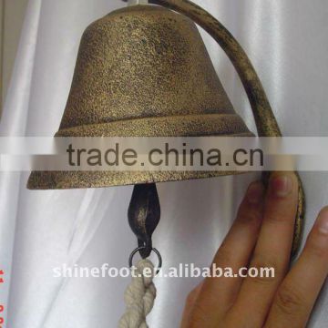 Dia 12cm cast iron bell with rope for bar and door , door bell ,bar bell(A117)