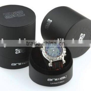 Luxury black paper tube packaging for watch,cardboard tube with EVA insert