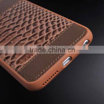 New Luxury Crocodile Skin Back Cover Leather Case for Iphone 7