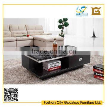 modern wood center table design marble top coffee table with drawer