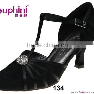 Sheep Leather Black Closed Toe Dance Shoes