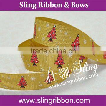 Unique Red Christmas Tree Ink Printing Ribbon For Decoration