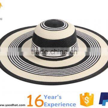 ladies striped wide brim paper straw floppy hats