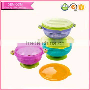 Cute Design Colorful Food-Grade Baby Bowl Silicone Baby Feeding Bowl Set With Lid For Microwave Oven