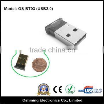 Straight Mini USB Bluetooth Dongle usb 2.0/3.0/4.0/CSR4.0 (OS-BT03)